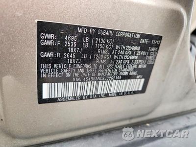 Zdjęcie 14 z 14 samochodu: 2018 SUBARU OUTBACK 2.5I LIMITED VIN:4S4BSANC9J3262199 - miniatura