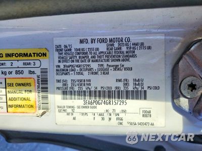 Zdjęcie 12 z 12 samochodu: 2016 FORD FUSION S VIN:3FA6P0G74GR157295 - miniatura