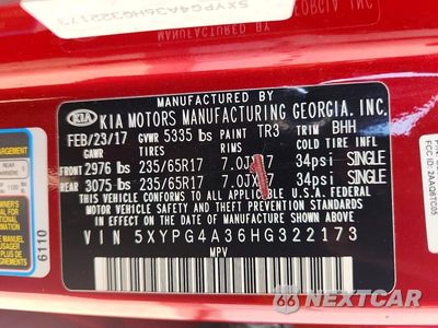 Zdjęcie 13 z 13 samochodu: 2017 KIA SORENTO LX VIN:5XYPG4A36HG322173 - miniatura