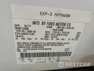 Zdjęcie 13 z 13 samochodu: 2017 FORD EXPLORER XLT VIN:1FM5K8D81HGD46698 - miniatura
