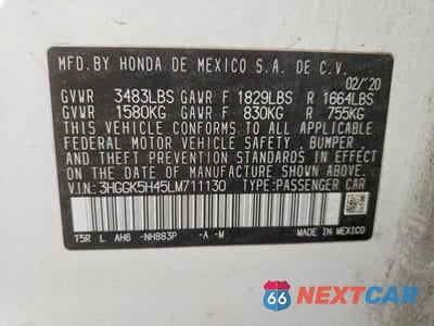 Zdjęcie 12 z 12 samochodu: 2020 HONDA FIT LX VIN:3HGGK5H45LM711130 - miniatura