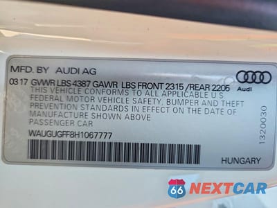 Zdjęcie 12 z 12 samochodu: 2017 AUDI A3 PREMIUM PLUS VIN:WAUGUGFF8H1067777 - miniatura