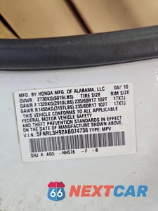 Zdjęcie 13 z 13 samochodu: 2010 HONDA ODYSSEY TOURING VIN:5FNRL3H92AB074736 - miniatura