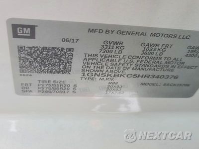 Zdjęcie 14 z 14 samochodu: 2017 CHEVROLET TAHOE K1500 LT VIN:1GNSKBKC5HR340376 - miniatura