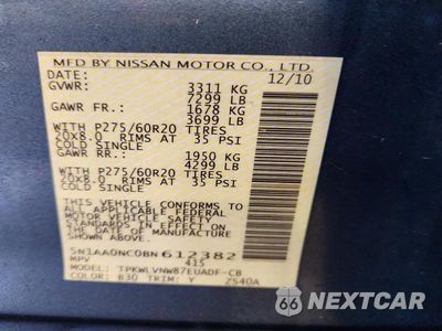 Zdjęcie 12 z 12 samochodu: 2011 NISSAN ARMADA SV VIN:5N1AA0NC0BN612382 - miniatura