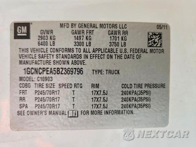 Zdjęcie 12 z 12 samochodu: 2011 CHEVROLET SILVERADO C1500 VIN:1GCNCPEA5BZ369796 - miniatura