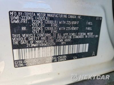 Zdjęcie 13 z 13 samochodu: 2019 TOYOTA RAV4 LE VIN:2T3MWRFV0KW025034 - miniatura