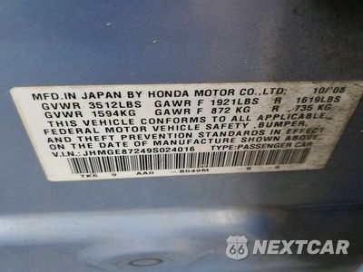 Zdjęcie 12 z 12 samochodu: 2009 HONDA FIT VIN:JHMGE87249S024016 - miniatura