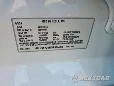 Zdjęcie 13 z 13 samochodu: 2024 TESLA MODEL Y VIN:7SAYGDEE1RA274834 - miniatura
