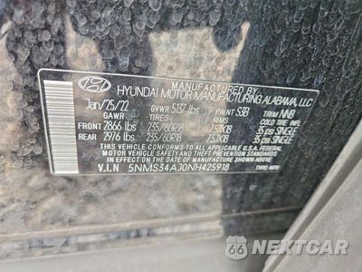 Zdjęcie 14 z 14 samochodu: 2022 HYUNDAI SANTA FE SEL VIN:5NMS34AJ0NH425918 - miniatura