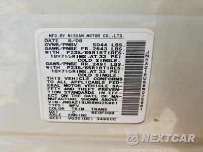 Zdjęcie 13 z 13 samochodu: 2009 NISSAN MURANO S VIN:JN8AZ18U69W025961 - miniatura