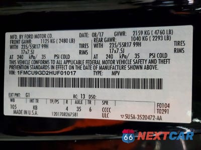 Zdjęcie 13 z 13 samochodu: 2017 FORD ESCAPE SE VIN:1FMCU9GD2HUF01017 - miniatura