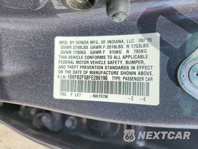 Zdjęcie 12 z 12 samochodu: 2015 HONDA CIVIC LX VIN:19XFB2F58FE286196 - miniatura