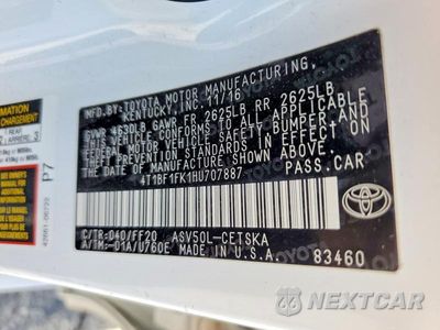 Zdjęcie 12 z 12 samochodu: 2017 TOYOTA CAMRY SE VIN:4T1BF1FK1HU707887 - miniatura