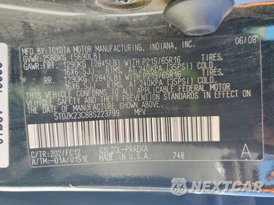 Zdjęcie 13 z 13 samochodu: 2008 TOYOTA SIENNA LE 8-PASSENGER VIN:5TDZK23C88S223799 - miniatura