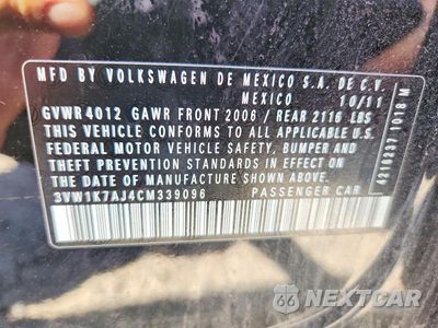 Zdjęcie 12 z 12 samochodu: 2012 VOLKSWAGEN JETTA BASE VIN:3VW1K7AJ4CM339096 - miniatura