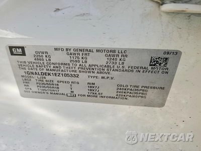 Zdjęcie 14 z 14 samochodu: 2014 CHEVROLET EQUINOX LTZ VIN:1GNALDEK1EZ105332 - miniatura