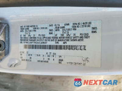 Zdjęcie 13 z 13 samochodu: 2016 FORD ESCAPE S VIN:1FMCU0F75GUC20657 - miniatura