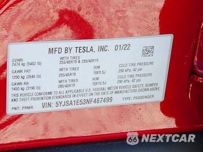 Zdjęcie 12 z 12 samochodu: 2022 TESLA MODEL S VIN:5YJSA1E53NF467499 - miniatura