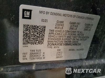 Zdjęcie 14 z 14 samochodu: 2021 CHEVROLET EQUINOX VIN:2GNAX5EV8M6149634 - miniatura