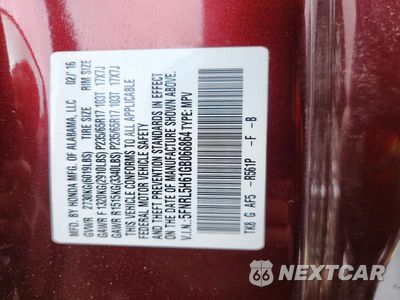 Zdjęcie 13 z 13 samochodu: 2016 HONDA ODYSSEY EXL VIN:5FNRL5H61GB066864 - miniatura