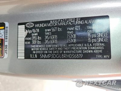 Zdjęcie 14 z 14 samochodu: 2024 HYUNDAI SANTA FE XRT VIN:5NMP3DGL8RH036819 - miniatura