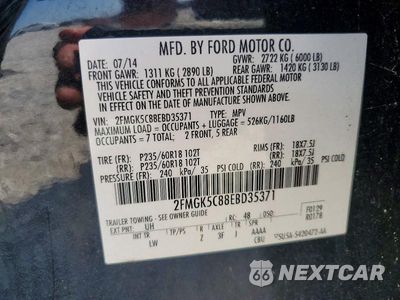 Zdjęcie 14 z 14 samochodu: 2014 FORD FLEX SEL VIN:2FMGK5C88EBD35371 - miniatura