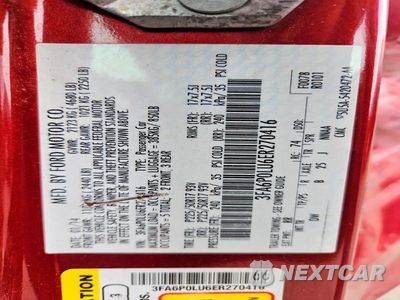 Zdjęcie 12 z 12 samochodu: 2014 FORD FUSION SE HYBRID VIN:3FA6P0LU6ER270416 - miniatura