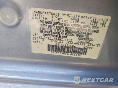 Zdjęcie 12 z 12 samochodu: 2012 NISSAN VERSA 1.6 S VIN:3N1CN7AP0CL861594 - miniatura