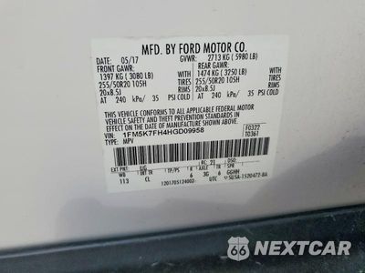 Zdjęcie 13 z 13 samochodu: 2017 FORD EXPLORER LIMITED VIN:1FM5K7FH4HGD09958 - miniatura