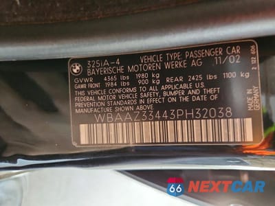 Zdjęcie 12 z 12 samochodu: 2003 BMW 3 SERIES 325 I VIN:WBAAZ33443PH32038 - miniatura