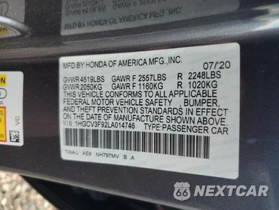 Zdjęcie 12 z 12 samochodu: 2020 HONDA ACCORD TOURING HYBRID VIN:1HGCV3F92LA014746 - miniatura