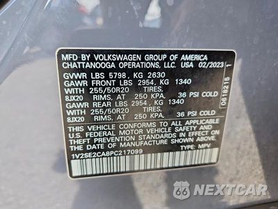 Zdjęcie 13 z 13 samochodu: 2023 VOLKSWAGEN ATLAS CROSS SPORT SEL R-LINE VIN:1V2SE2CA8PC217099 - miniatura