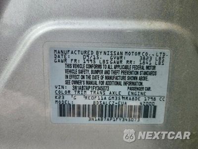 Zdjęcie 12 z 12 samochodu: 2015 NISSAN SENTRA S VIN:3N1AB7AP1FY345073 - miniatura