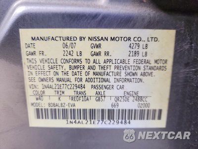 Zdjęcie 12 z 12 samochodu: 2007 NISSAN ALTIMA 2.5 VIN:1N4AL21E77C229484 - miniatura