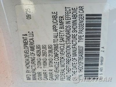 Zdjęcie 12 z 12 samochodu: 2025 HONDA ACCORD HYBRID SPORT-L VIN:1HGCY2F78SA080037 - miniatura