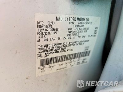 Zdjęcie 13 z 13 samochodu: 2013 FORD EXPLORER VIN:1FM5K8B88DGC33523 - miniatura