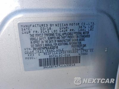 Zdjęcie 12 z 12 samochodu: 2018 NISSAN SENTRA SV VIN:3N1AB7AP9JL633218 - miniatura