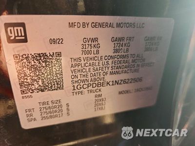 Zdjęcie 12 z 12 samochodu: 2022 CHEVROLET SILVERADO K1500 CUSTOM VIN:1GCPDBEK1NZ622506 - miniatura