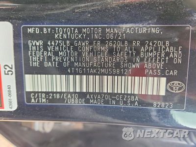 Zdjęcie 12 z 12 samochodu: 2021 TOYOTA CAMRY SE VIN:4T1G11AK2MU598121 - miniatura