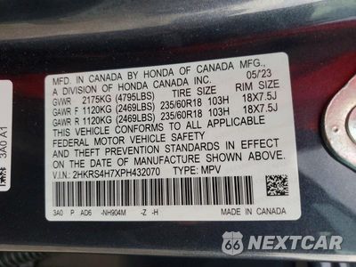 Zdjęcie 13 z 13 samochodu: 2023 HONDA CR-V EXL VIN:2HKRS4H7XPH432070 - miniatura