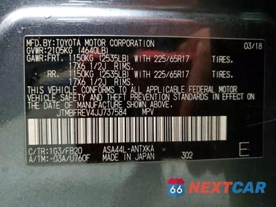 Zdjęcie 13 z 13 samochodu: 2018 TOYOTA RAV4 LE VIN:JTMBFREV4JJ737584 - miniatura