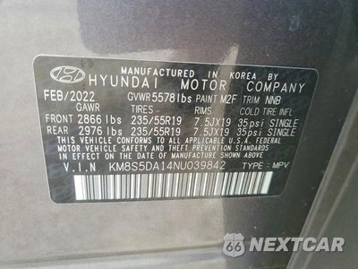 Zdjęcie 13 z 13 samochodu: 2022 HYUNDAI SANTA FE LIMITED VIN:KM8S5DA14NU039842 - miniatura