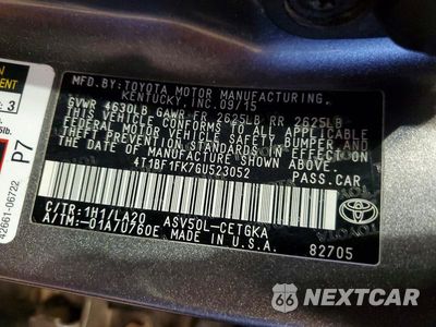Zdjęcie 12 z 12 samochodu: 2016 TOYOTA CAMRY XLE VIN:4T1BF1FK7GU523052 - miniatura