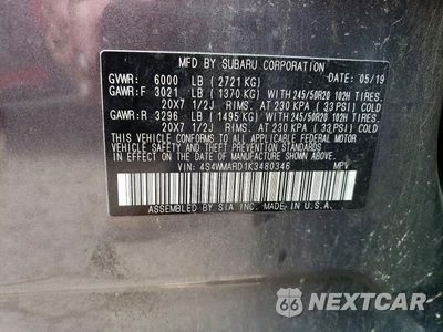 Zdjęcie 13 z 13 samochodu: 2019 SUBARU ASCENT TOURING VIN:4S4WMARD1K3480346 - miniatura