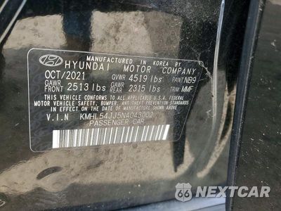 Zdjęcie 12 z 12 samochodu: 2022 HYUNDAI SONATA HYBRID LIMITED VIN:KMHL54JJ5NA043002 - miniatura