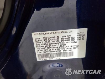 Zdjęcie 13 z 13 samochodu: 2017 HONDA PILOT TOURING VIN:5FNYF6H99HB048343 - miniatura