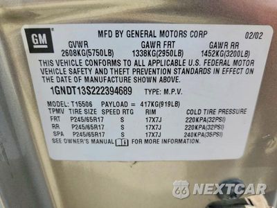 Zdjęcie 13 z 13 samochodu: 2002 CHEVROLET TRAILBLAZER VIN:1GNDT13S222394689 - miniatura