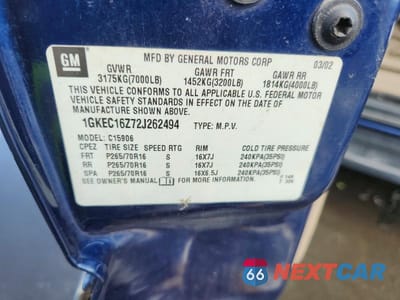 Zdjęcie 13 z 13 samochodu: 2002 GMC YUKON XL C1500 VIN:1GKEC16Z72J262494 - miniatura