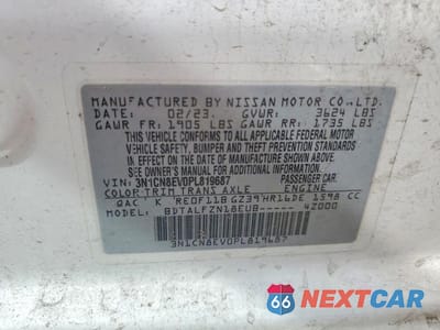 Zdjęcie 12 z 12 samochodu: 2023 NISSAN VERSA SV VIN:3N1CN8EV0PL819687 - miniatura
